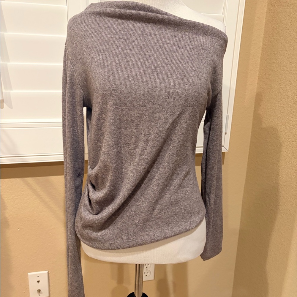 Zara Heather Gray Off-Shoulder Sweater